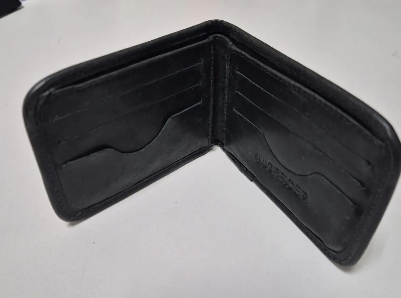 Carteira MOfficer Couro e Tecido Cinza - Foto 3