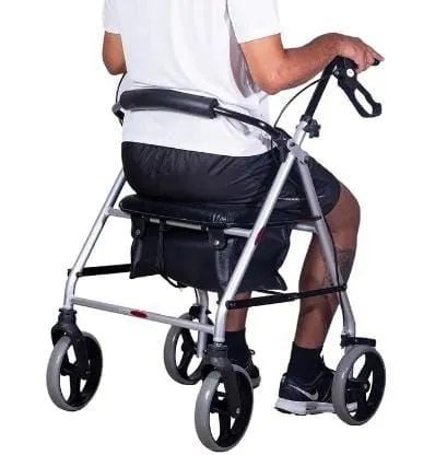 Andador de alumínio com 4 rodas, assento e cesta  - Foto 3