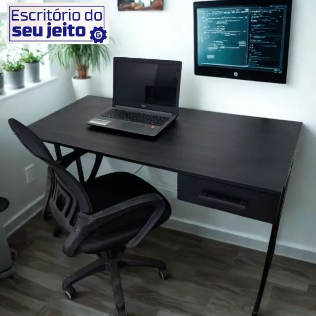 Mesa para Computador Reforçada com Gaveta 1,2m NOVA Industrial Multiuso Notebook Estudo - Foto 2