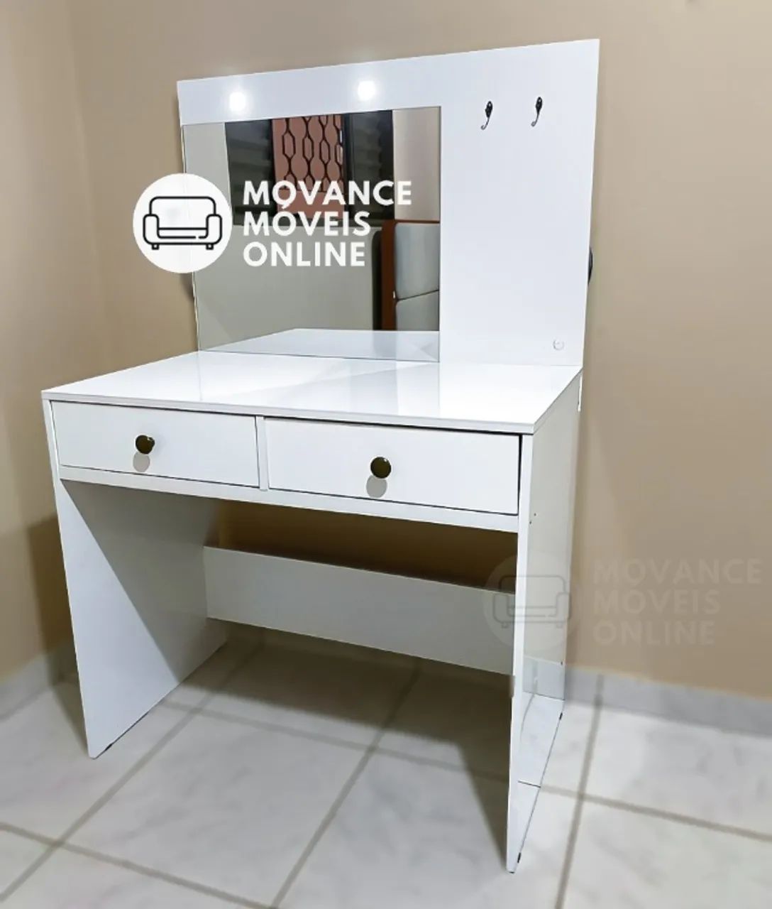 Penteadeira Camarim 2 Gavetas com Espelho e Leds 