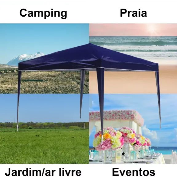 Tenda Gazebo Sanfonada Articulada Dobrável 3 x 3 com mala de transporte