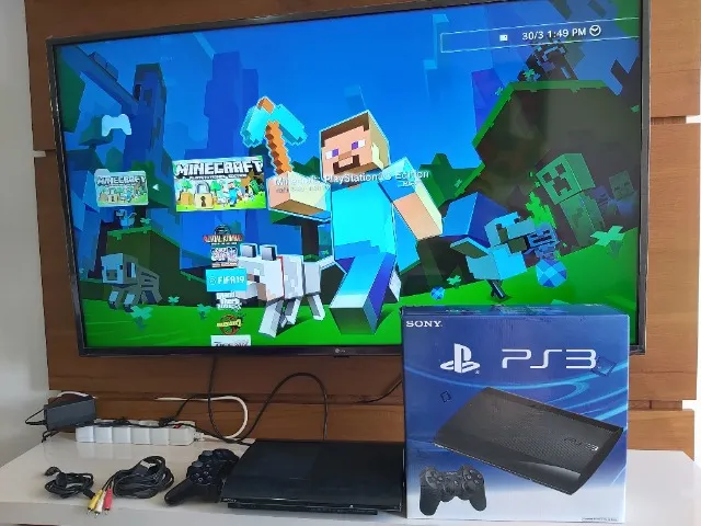 PS3 Super Slim 500GB desbloqueado cheio de jogos!