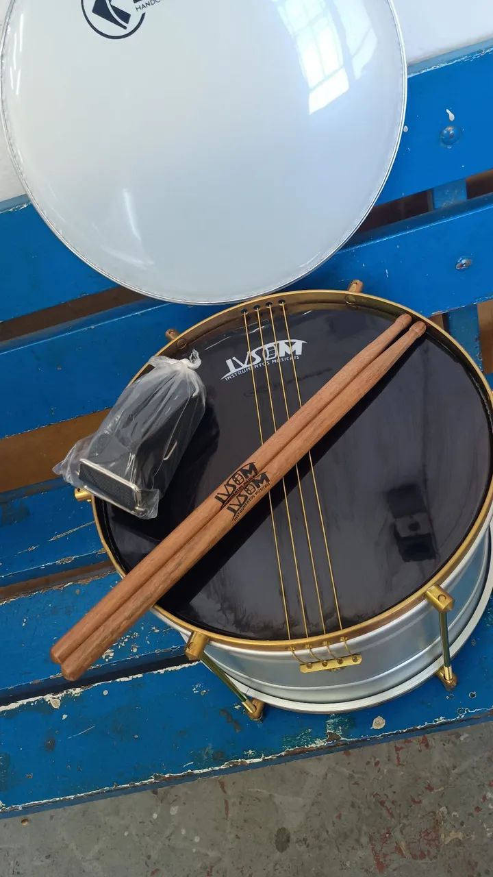 Caixa de guerra 12" polegadas profissional Galvanizada + Baquetas + Talabarte na promoção  - Foto 2