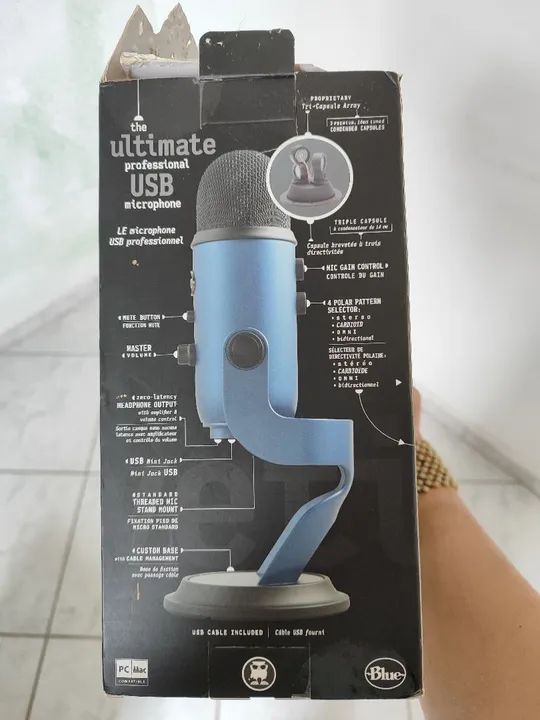 Microfone Blue Yeti USB Azul - Novo - Foto 4