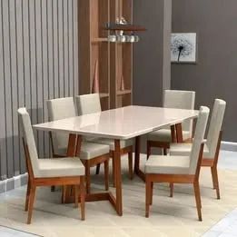 Conjunto de Jantar 6 Cadeiras Caramelo