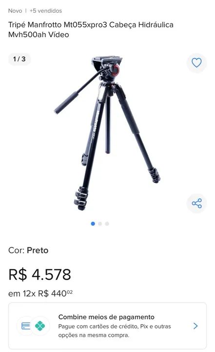 Tripé para Câmera Profissional - Foto 3