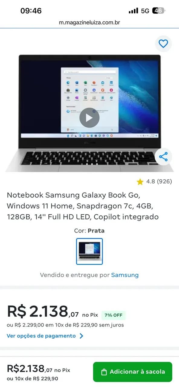 Notebook Samsung galaxy book go  - Foto 3