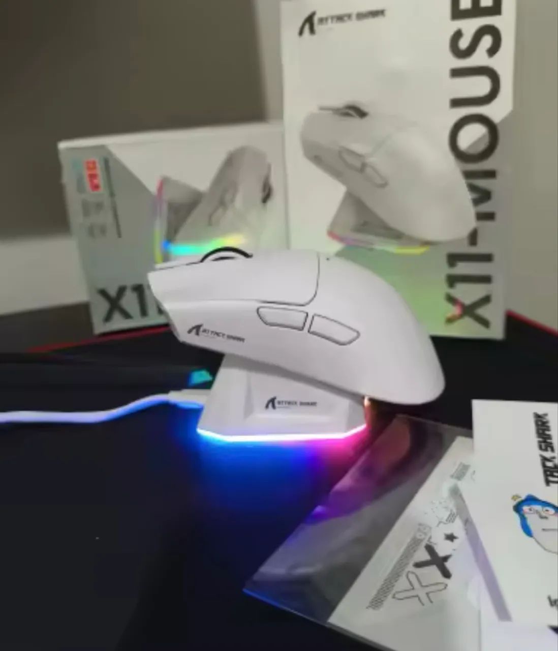 Mouse Gamer Attack Shark X11 com Dock 22.000 DPI Lacrado! Zerado! - Foto 3
