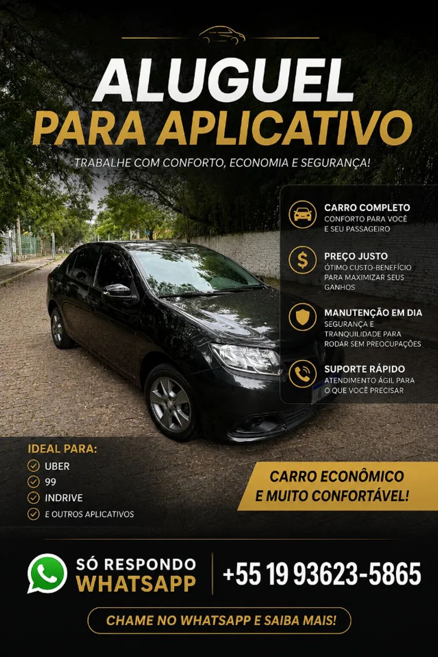 Aluguel de Carro para App/Uber/99