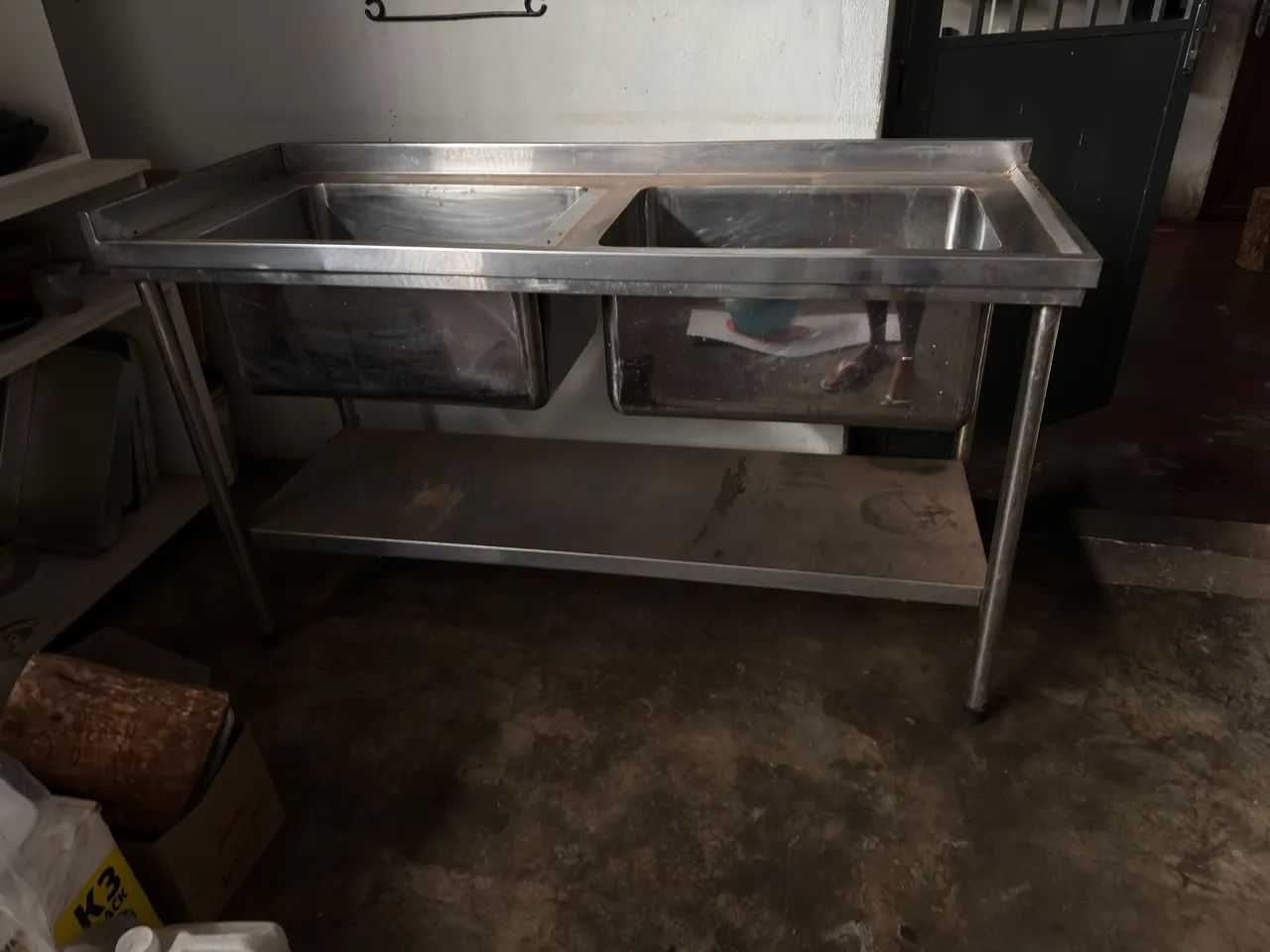 Bancada industrial inox duas cubas 