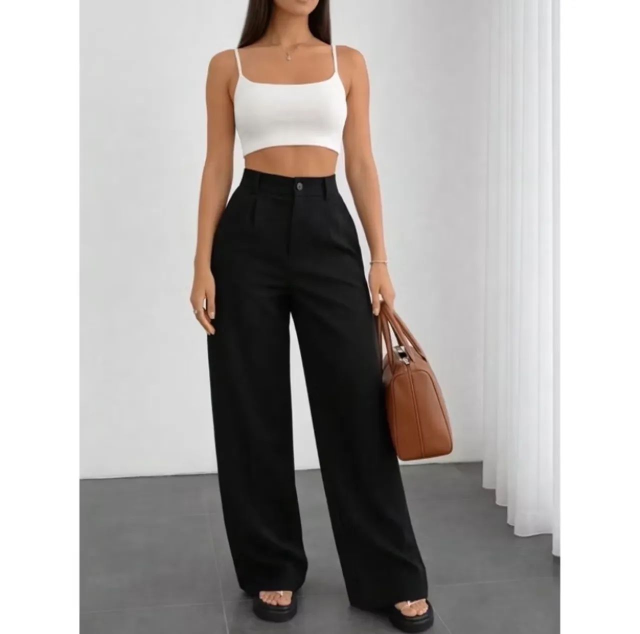 calça pantalona preta 