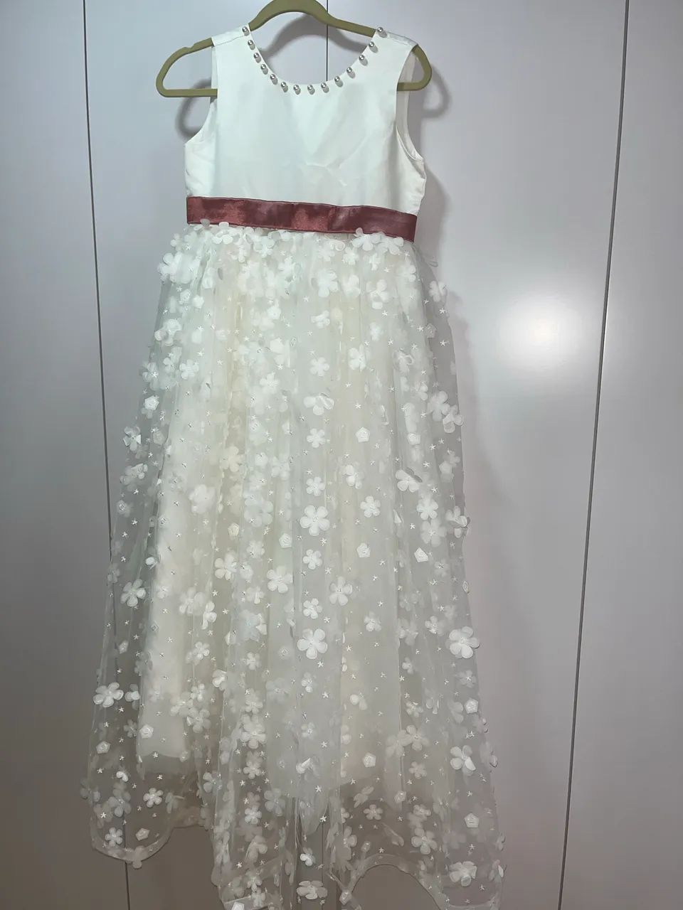 Vestido Branco Luxo com Tule 3D - Tam 14 ou Tam 16 1