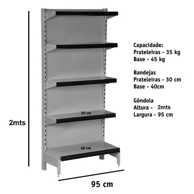 GÔNDOLAS COR PRETO - MENOS DA METADE DO PREÇO - OPORTUNIDADE - Foto 4
