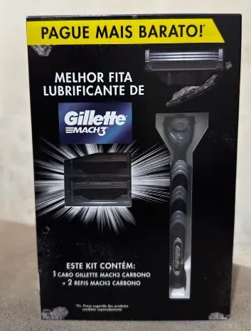 Kit Cabo Gillette Mach3 Carbono + 2 Refis Carbono