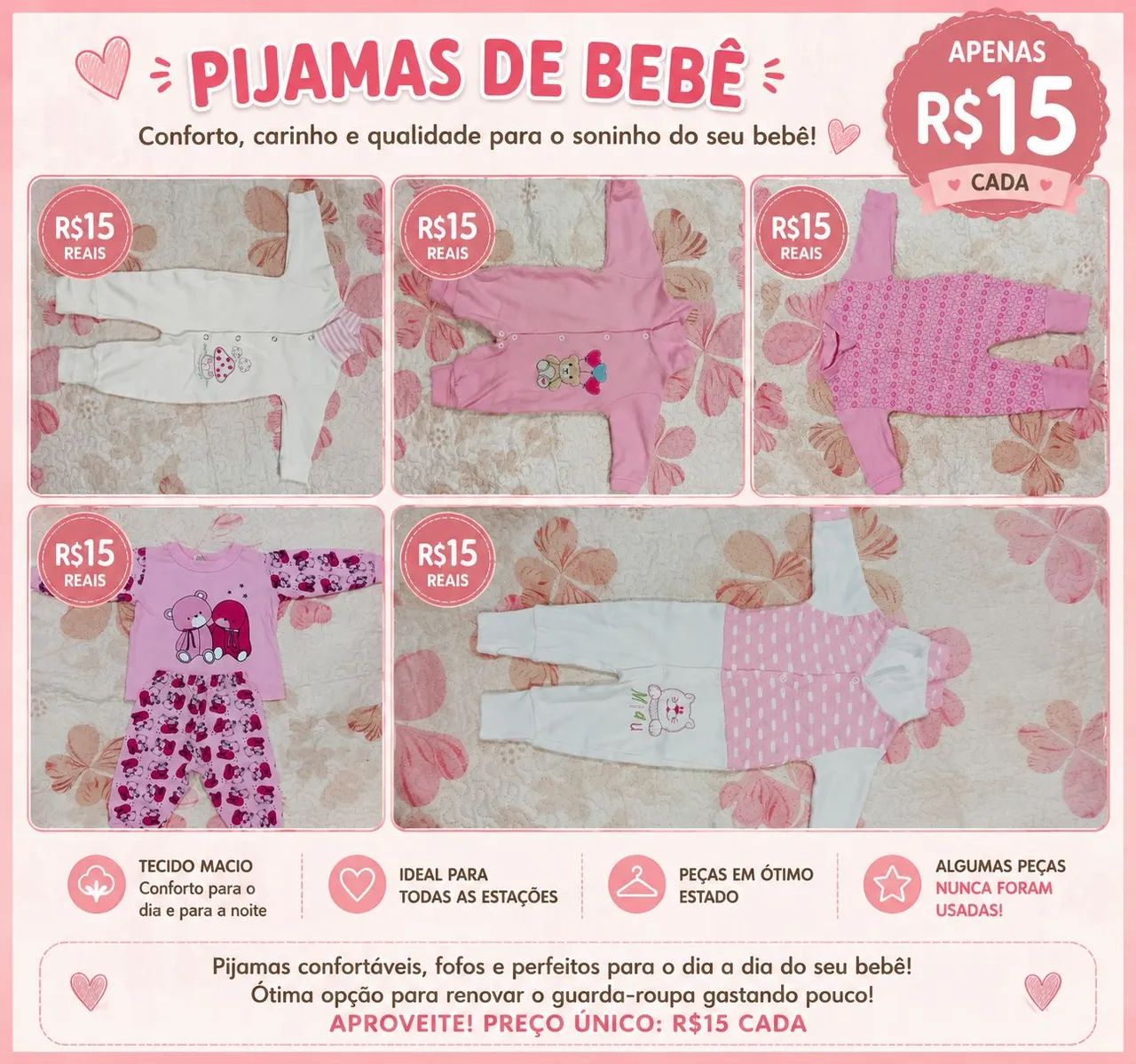 Pijamas de bebê menina
