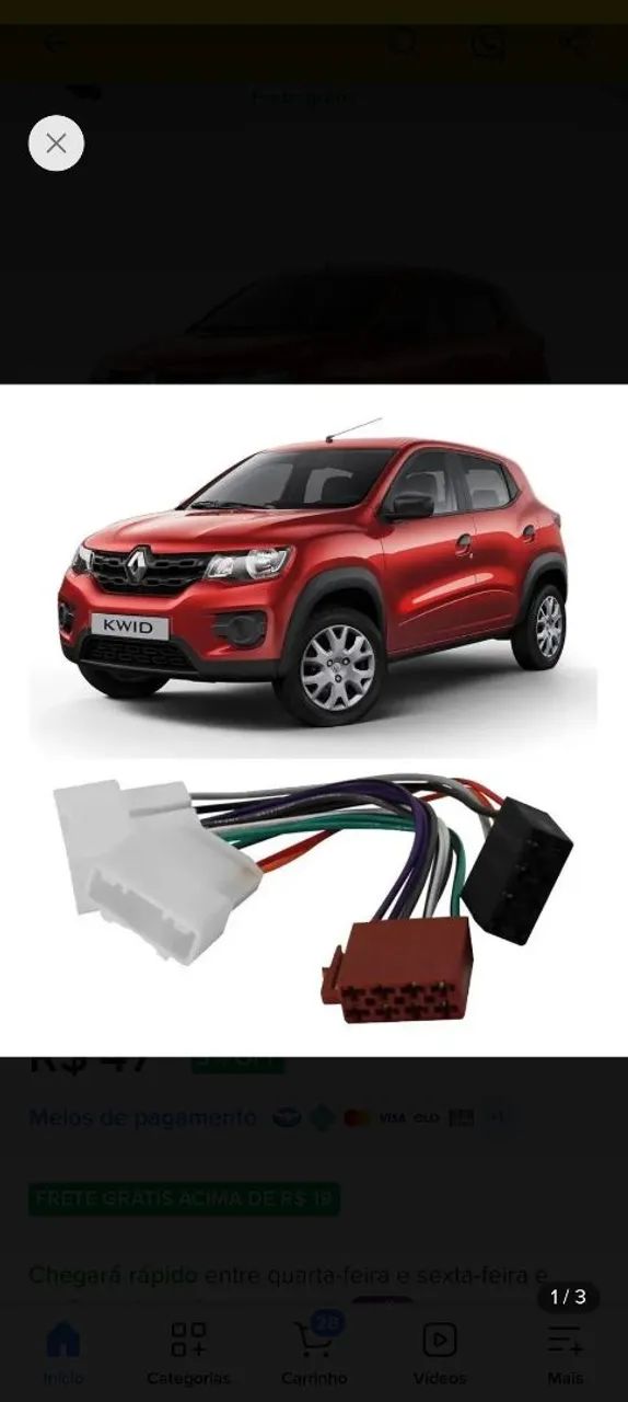 Chicote Adaptador Renault Kwid  Multimidia