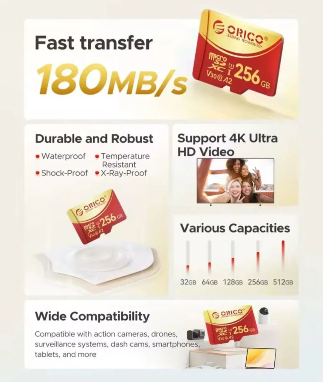 Cartão Orico 64GB Micro SD SDXC C10 - Foto 5