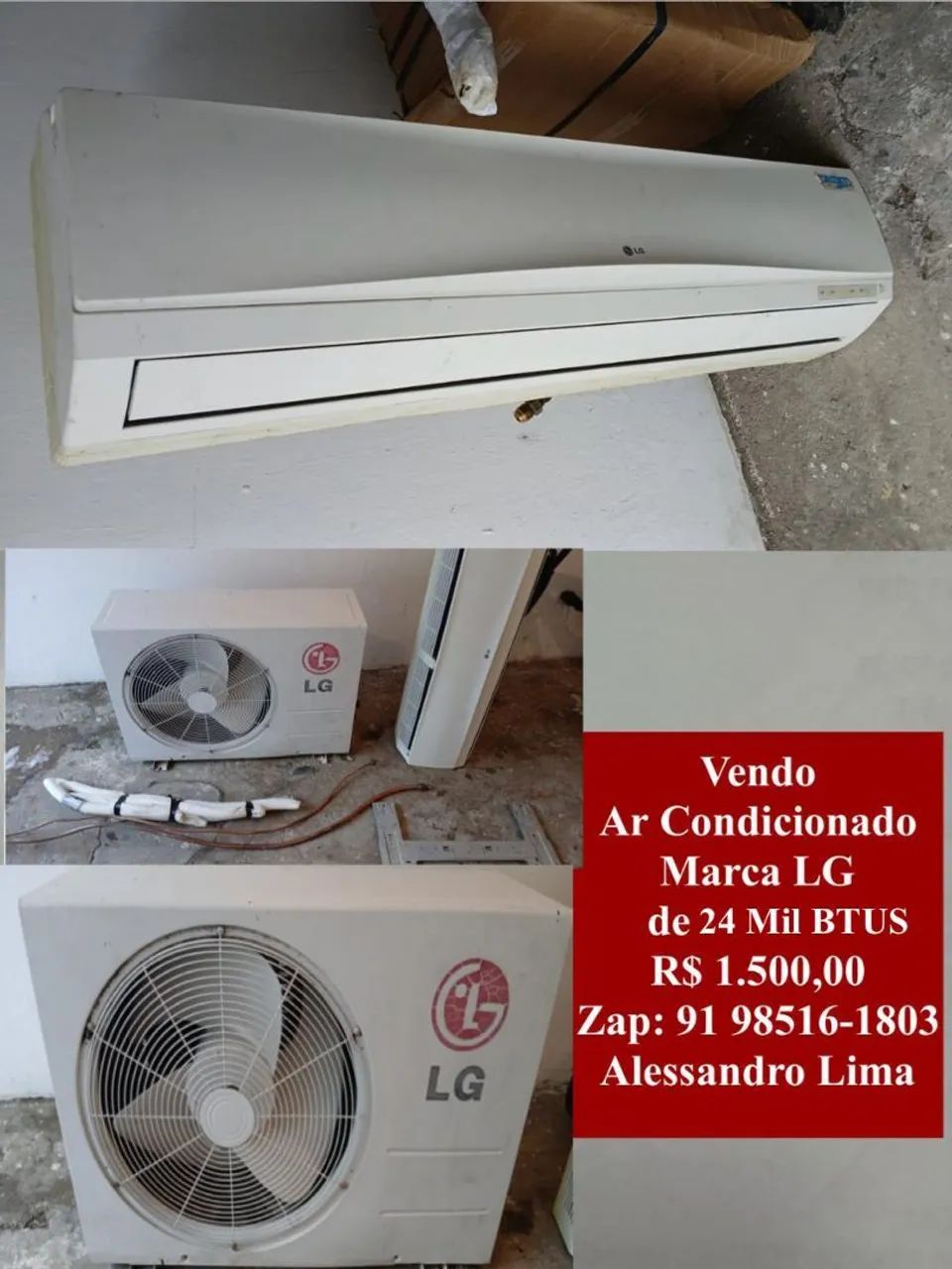 Ar de 24milbtus LG, funcionando.