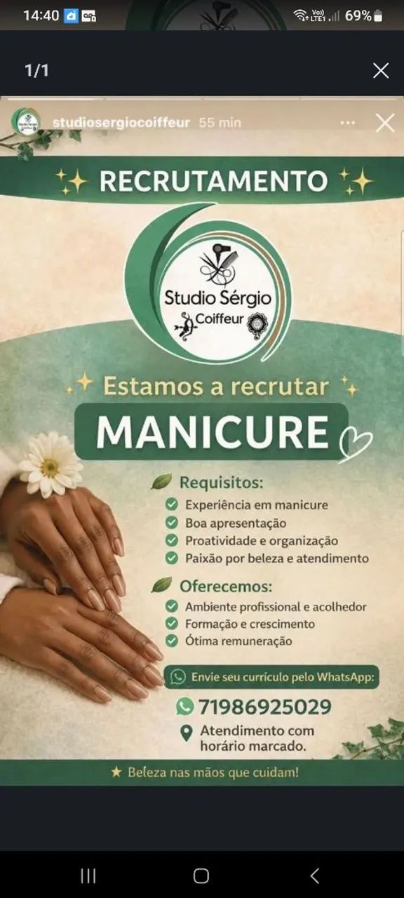 Vaga para manicure