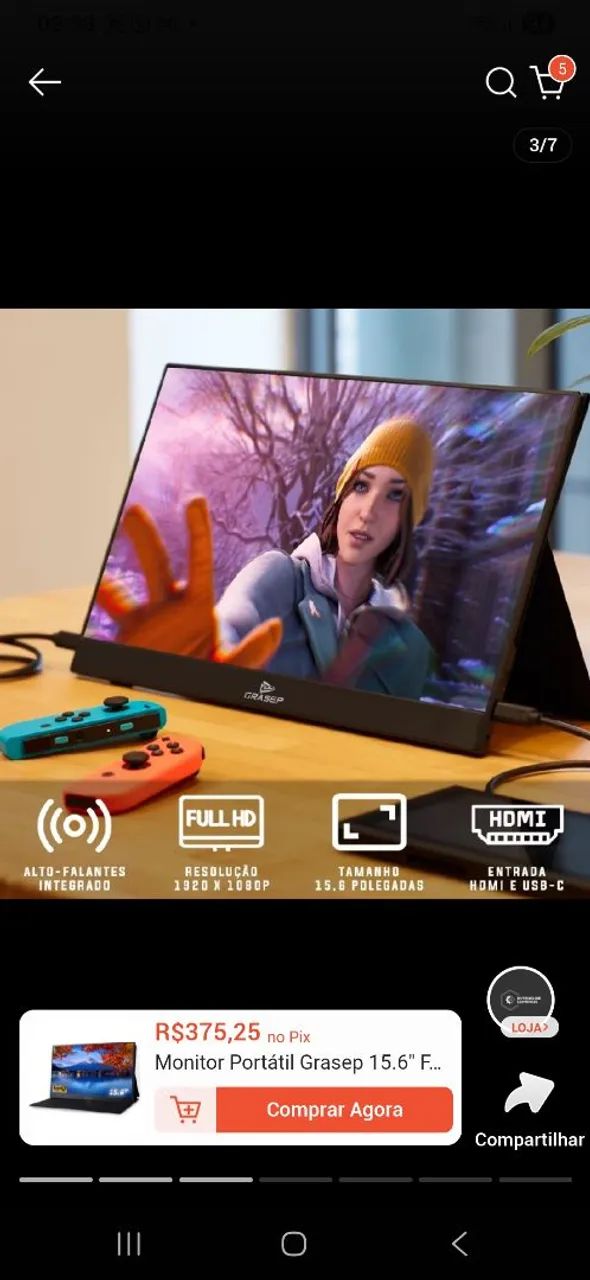 Monitor Portátil Grasep 15.6 Full HD USB-C HDMI - Foto 2