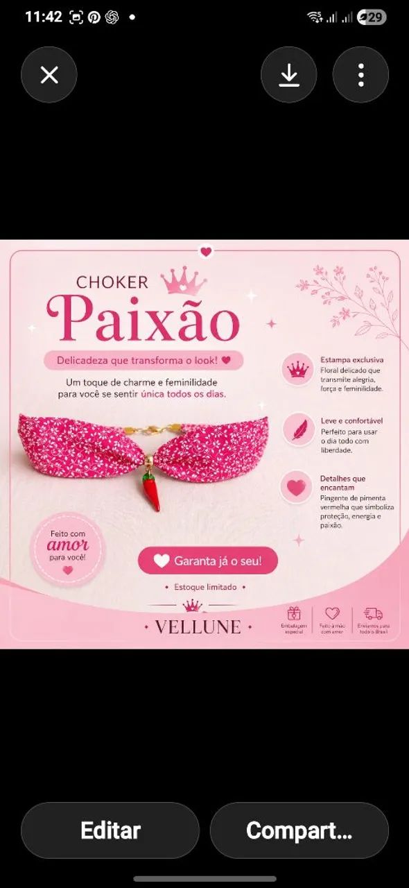 Choker em Tecido leve - Foto 3