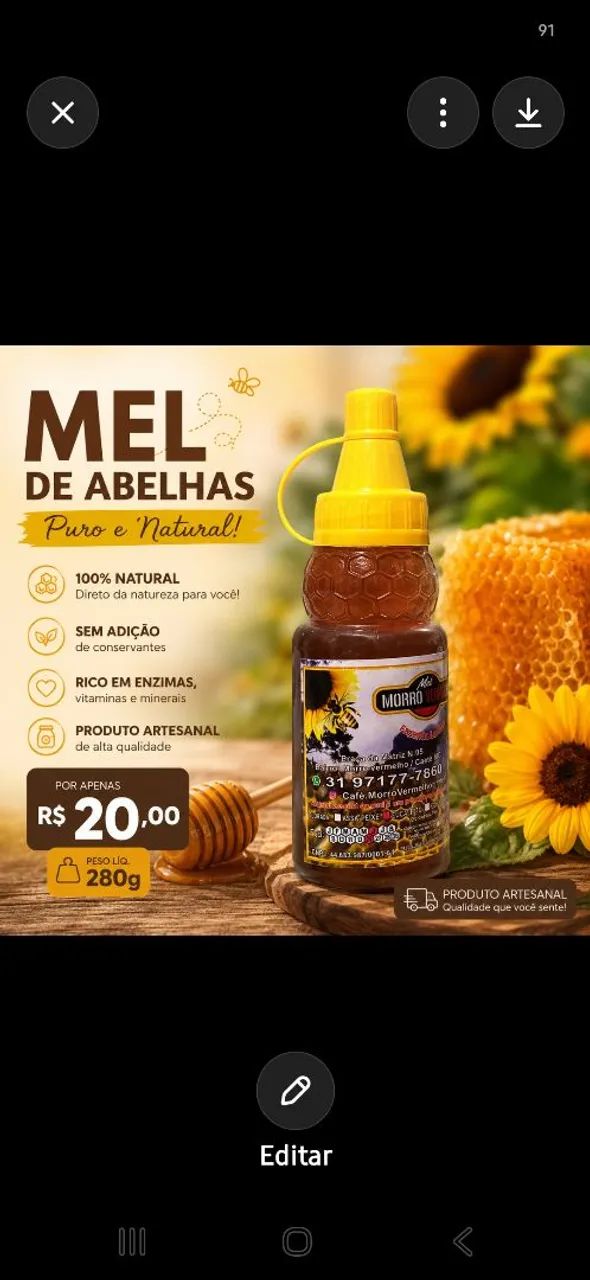 Mel puro e natural e barato