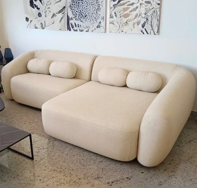 Sofá Living Verona Soft 2,40 m Linho Bege Hidro