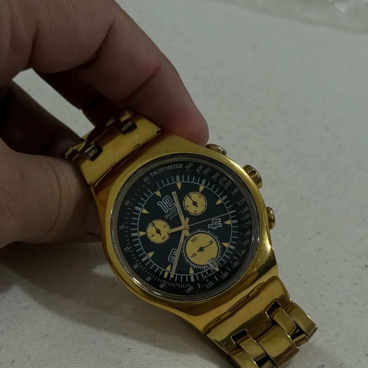 Relógio Swatch irony 47mm dourado  - Foto 4