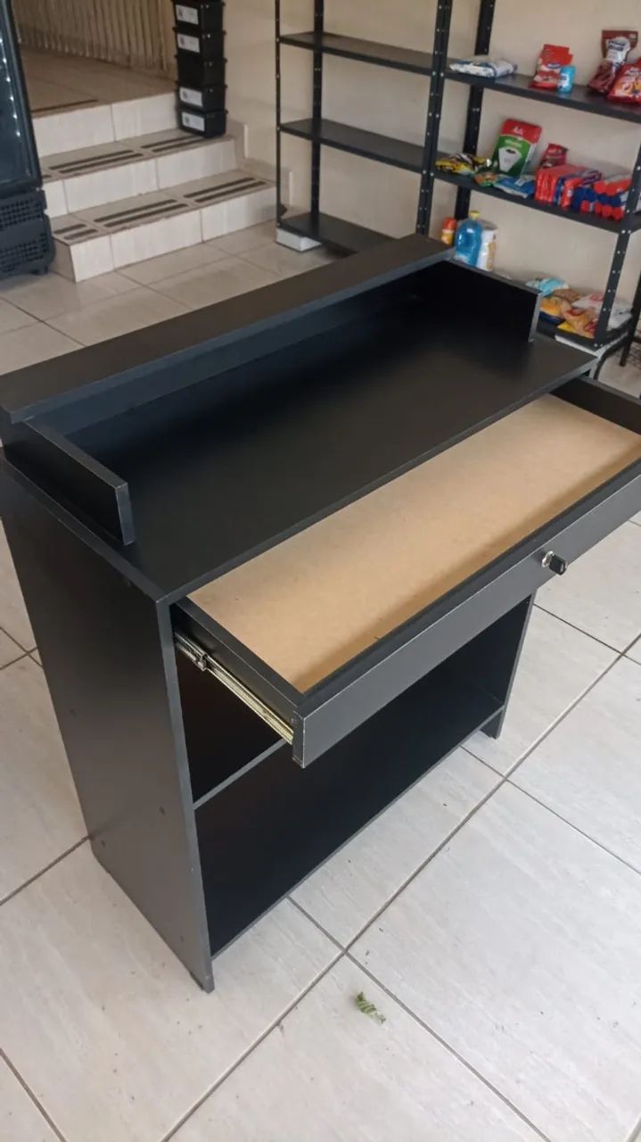 Balcão de atendimento preto (mdf)