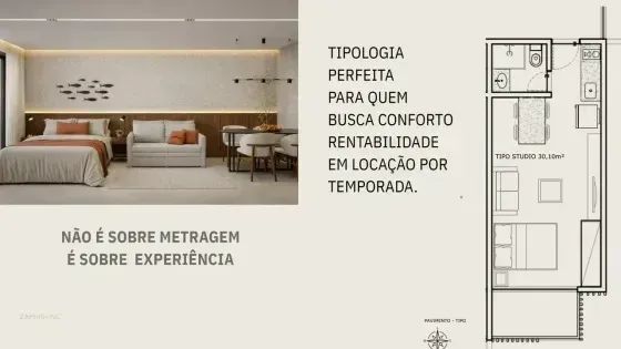 SÃO MIGUEL DOS MILAGRES -  Flat 31 m² com 1 quarto a 400m do mar - Foto 4