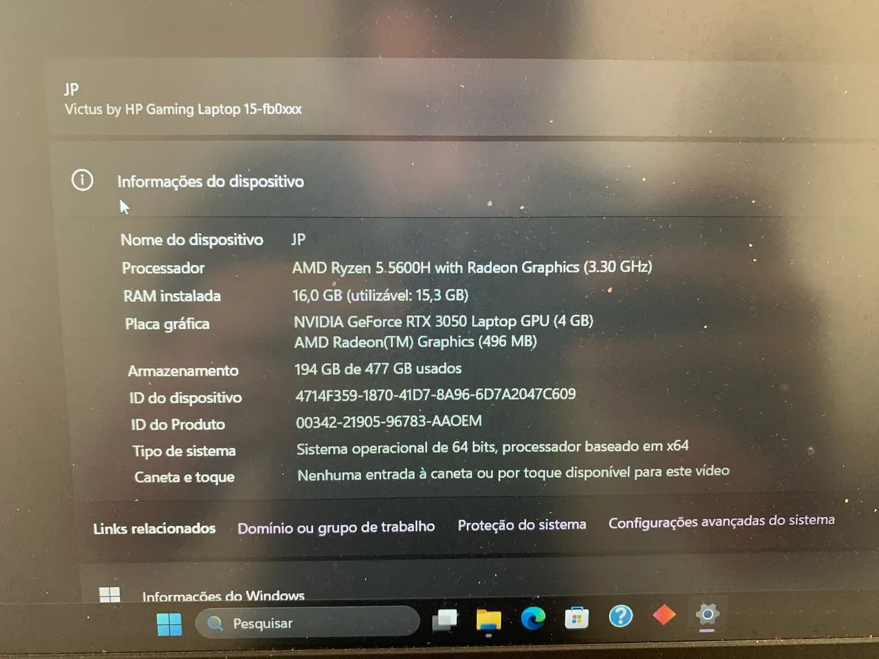 Notebook Victus AMD Ryzem 5 NVidia GeForce RTX - Foto 5