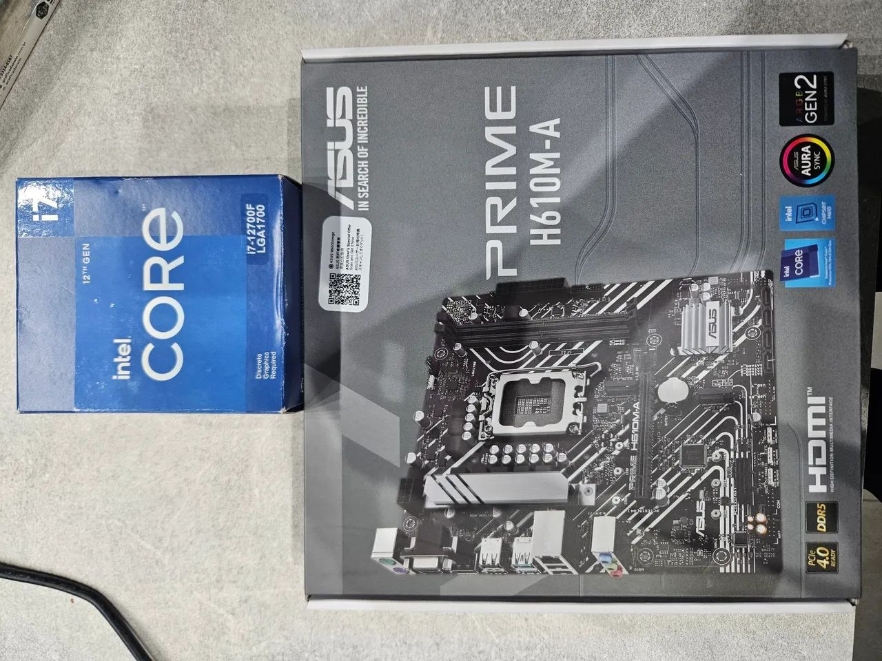 Kit Intel Core I7 12700f + Placa mãe Asus H610m DDR5