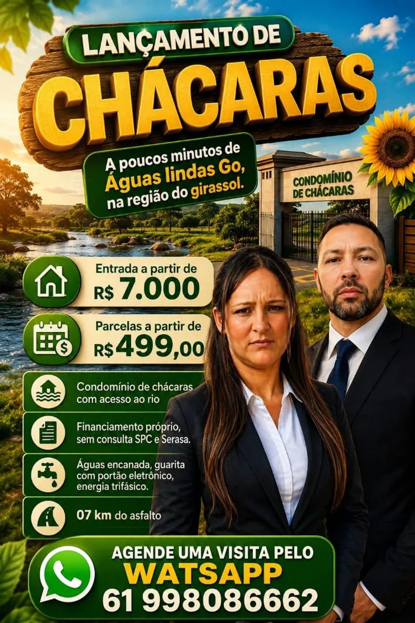 Chácaras a 15 km de Águas Lindas entrada facilitada 