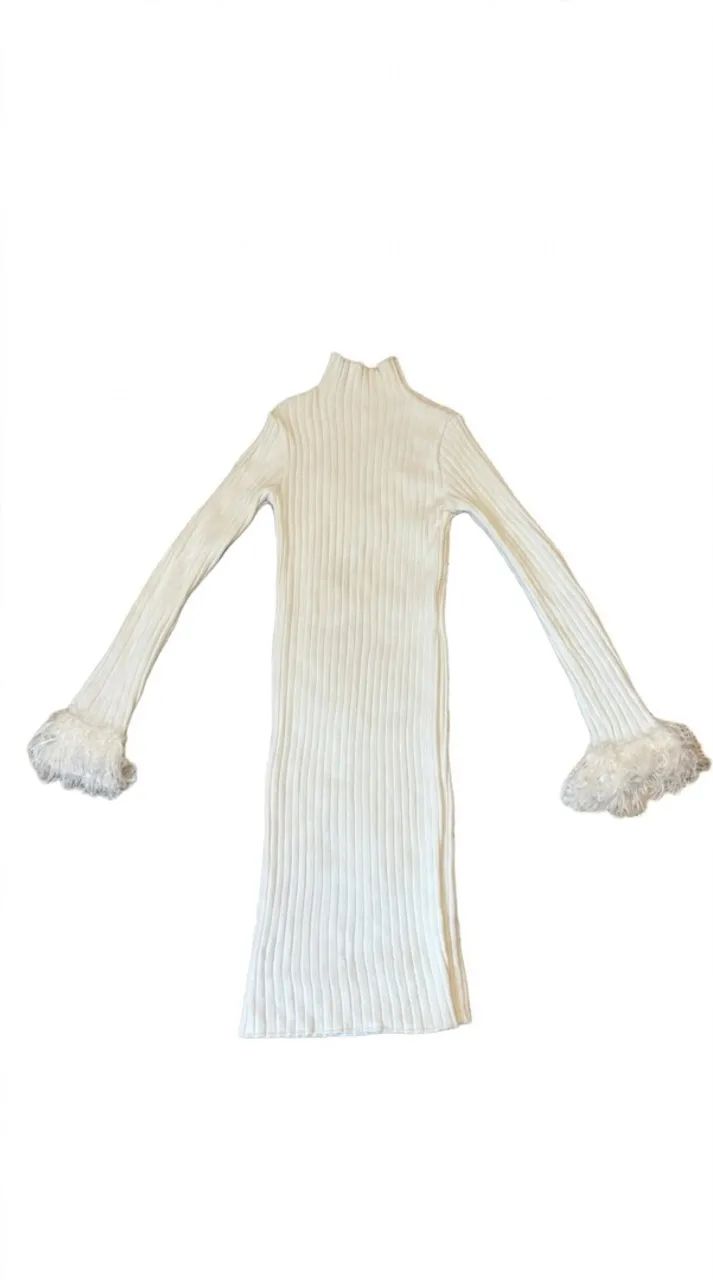Vestido canelado branco