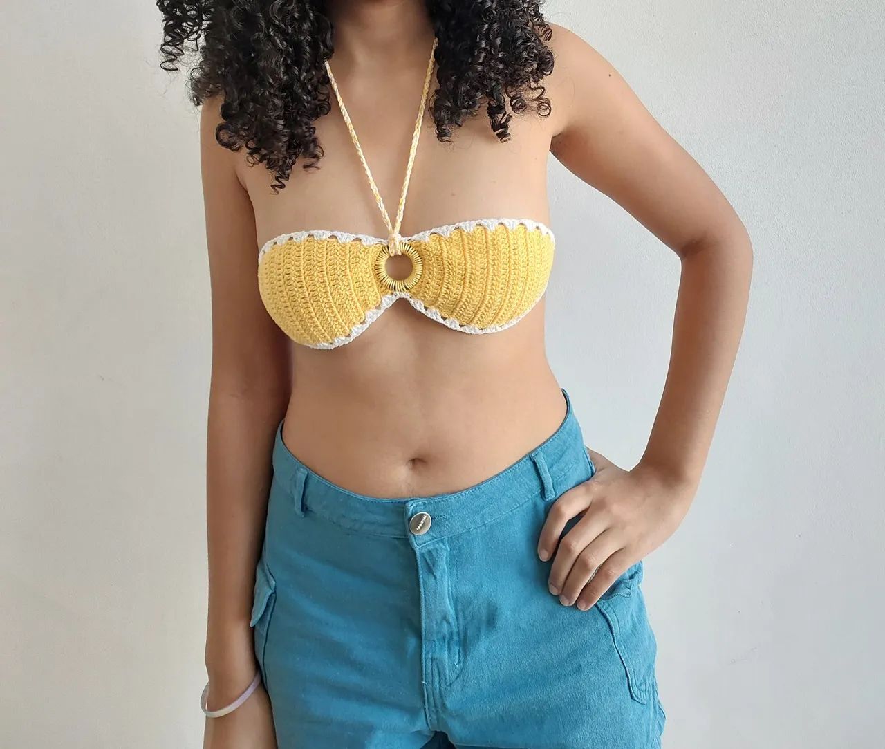  Top de crochê com argola central