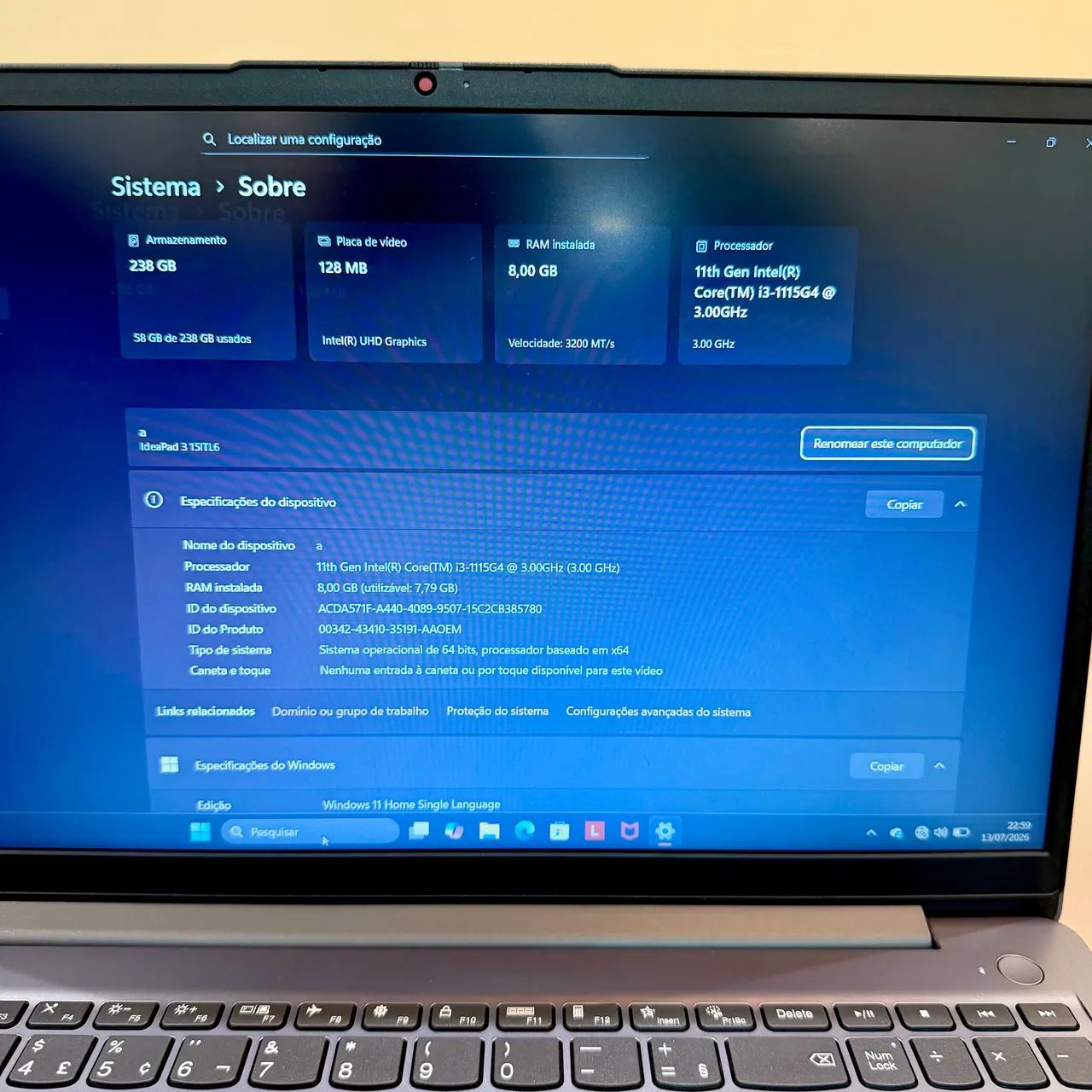 Notebook Lenovo i3 de 11 Geração  - Foto 4