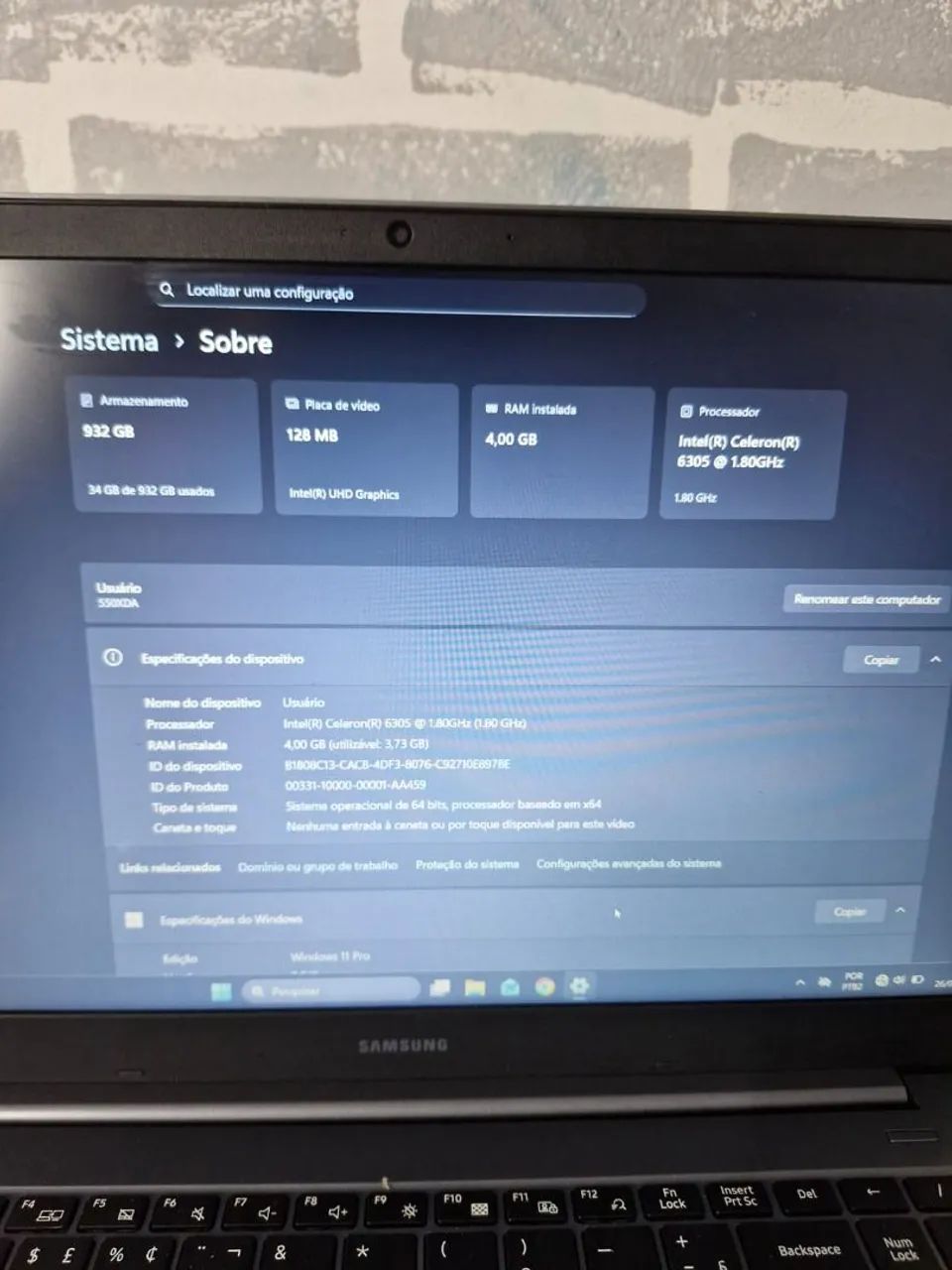 Notebook Samsung com windows 11 pro - Foto 4