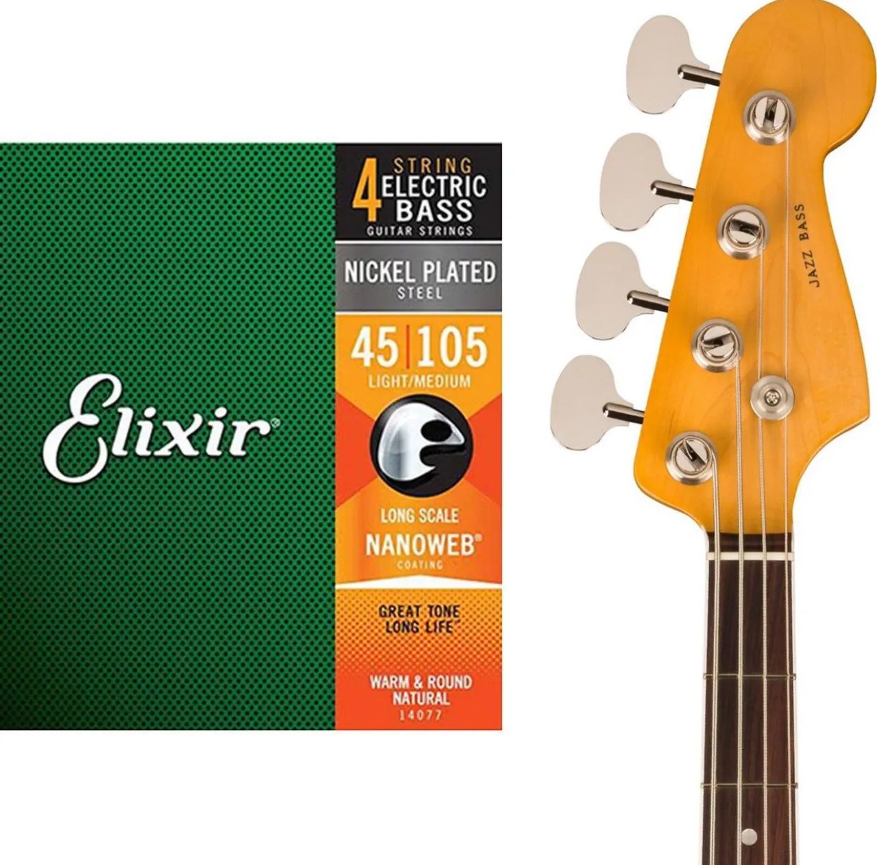 Encordoamento para Contrabaixo Elixir 5 e 4 Cordas 