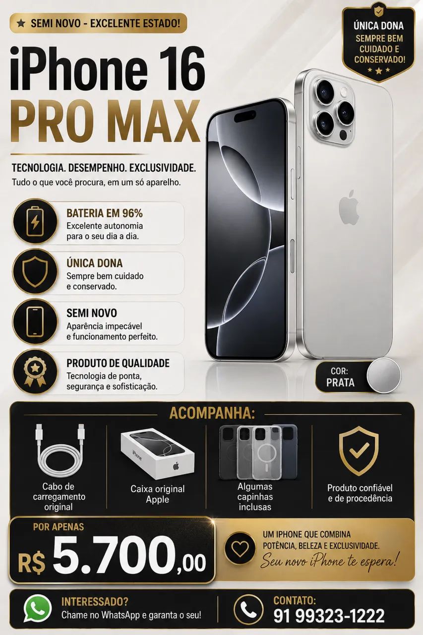 iPhone 16 pro Max cinza