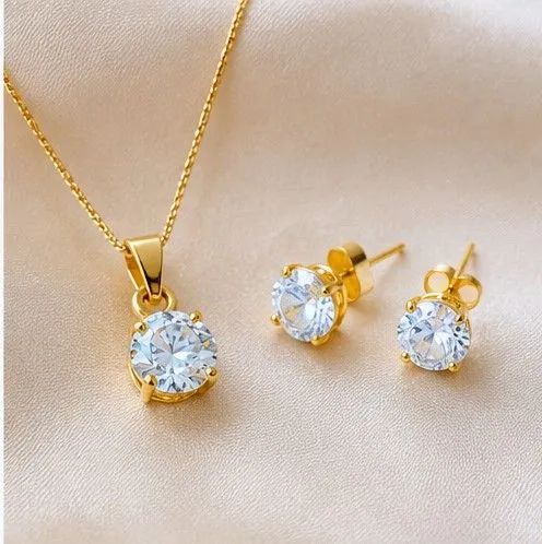 Conjunto Colar + Brinco em Zircônia - Foto 2