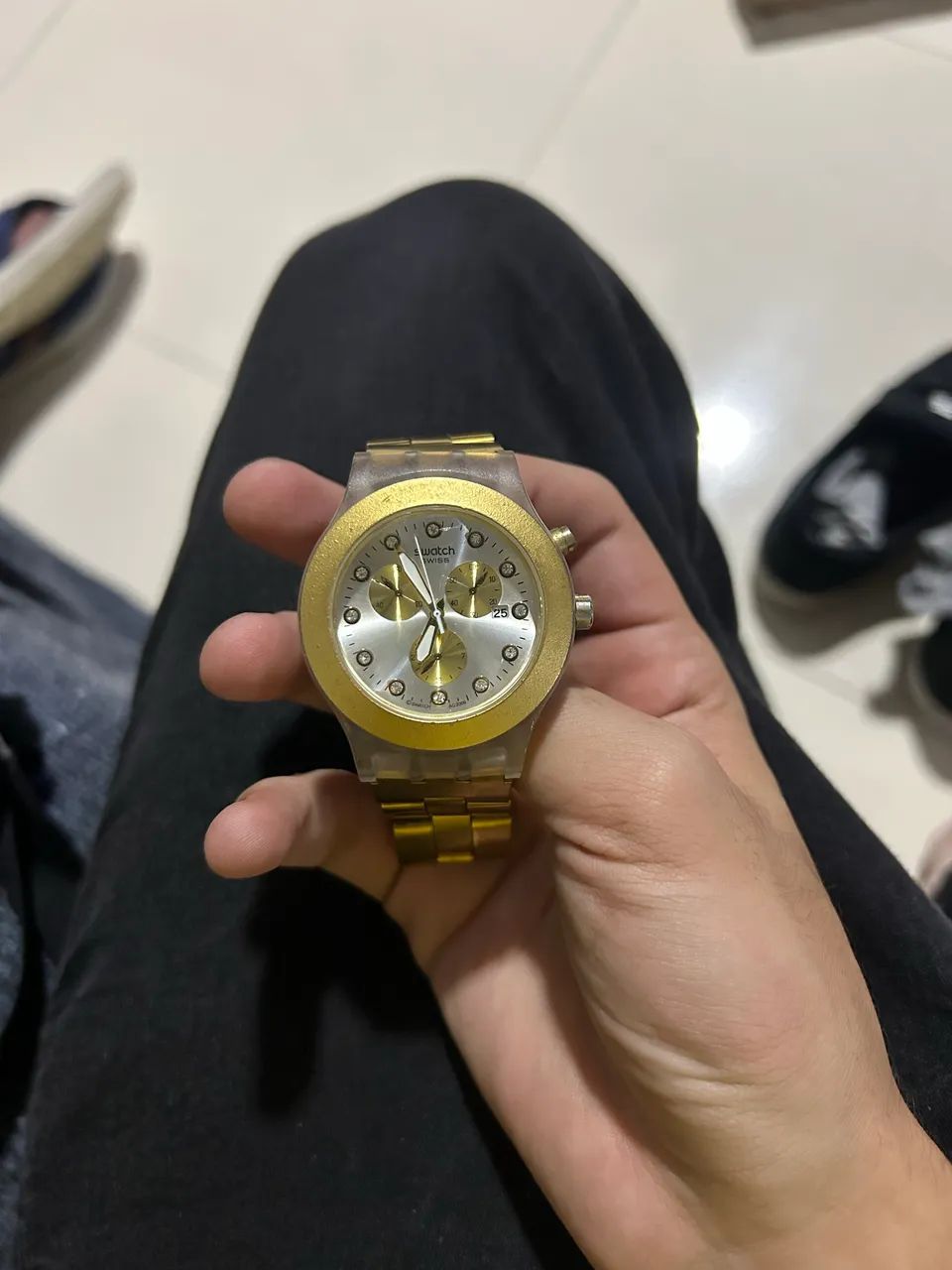 Relógio Swatch Diaphane Dourado