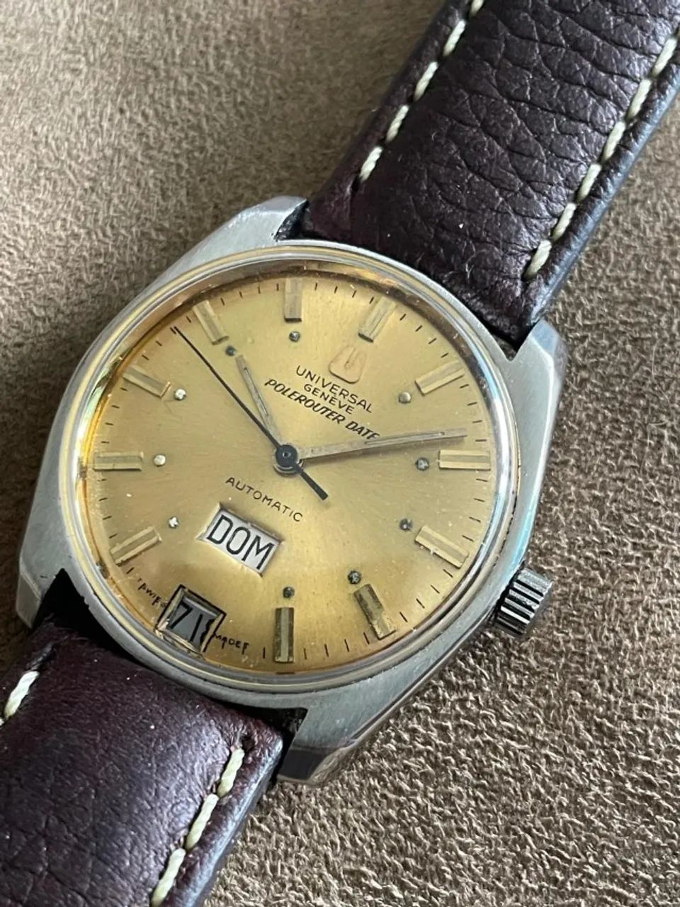 relógio universal geneve polerouter day date automatic raridade no site! bela máquina, cli