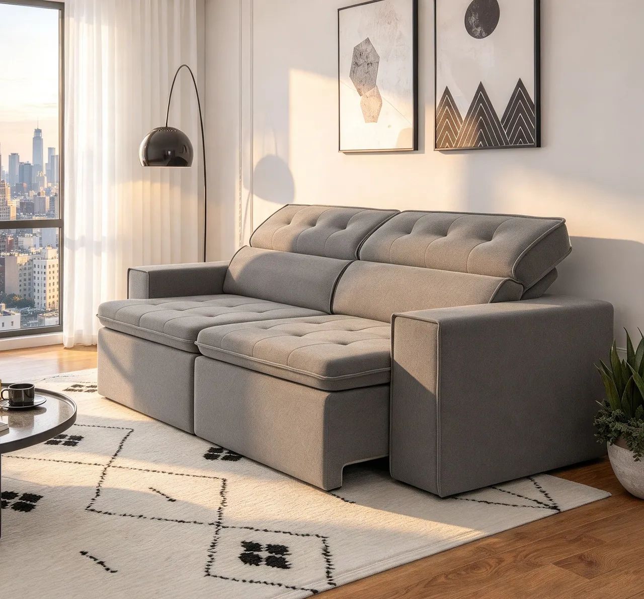 Sofá Retrátil Veludo cinza ou marrom 2,30mt Promoção  - Foto 2