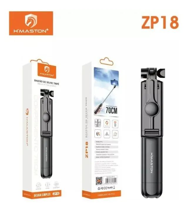 H'maston ZP18 Bastão Tripé Pau De Selfie Suporte Celular Com Controle 70cm/100cm - Foto 4