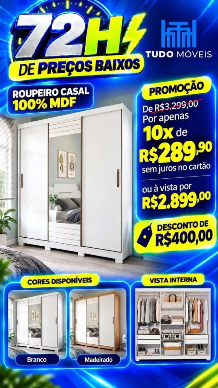 Roupeiro Casal 100% MDF 