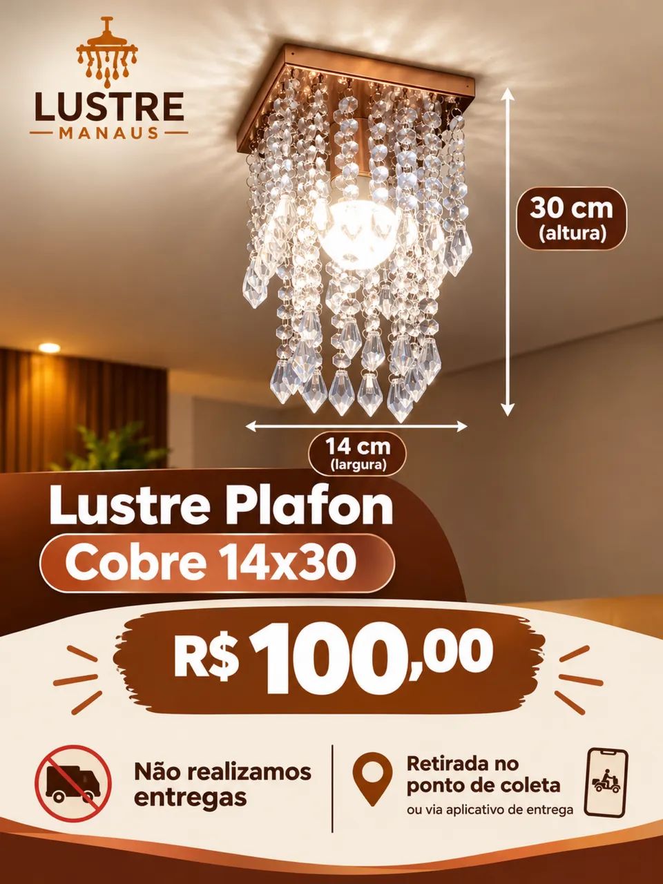 Lustre plafon cobre