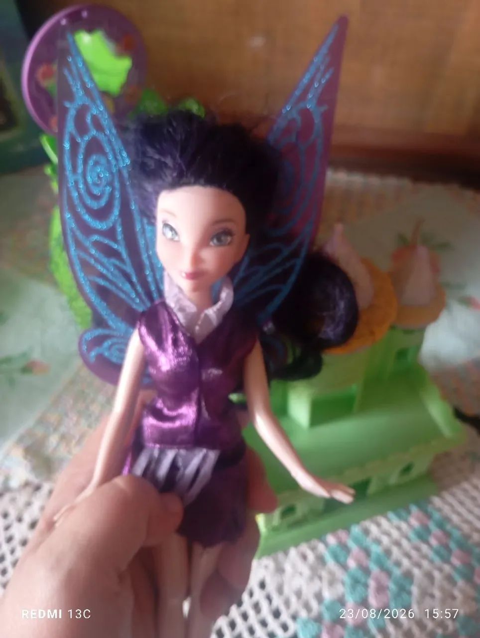 Lote Tinker bell caixa de jóias castelo e e boneca vidia - Foto 4