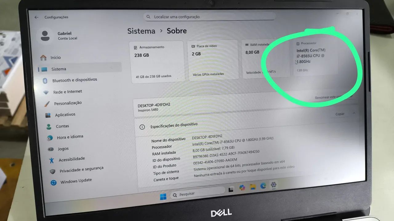  Notebook Dell Inspiron 14 5480 | Core i7 + NVIDIA MX150 - Foto 3