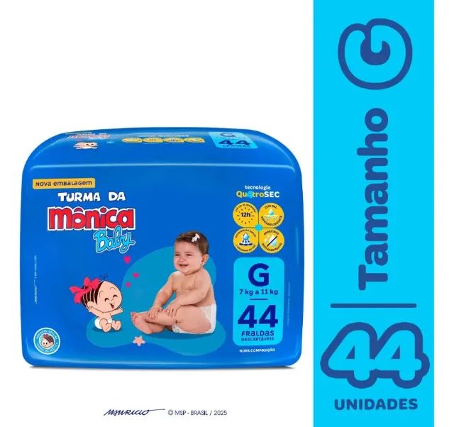 Fralda Turma da Mônica G com 44 fraldas
