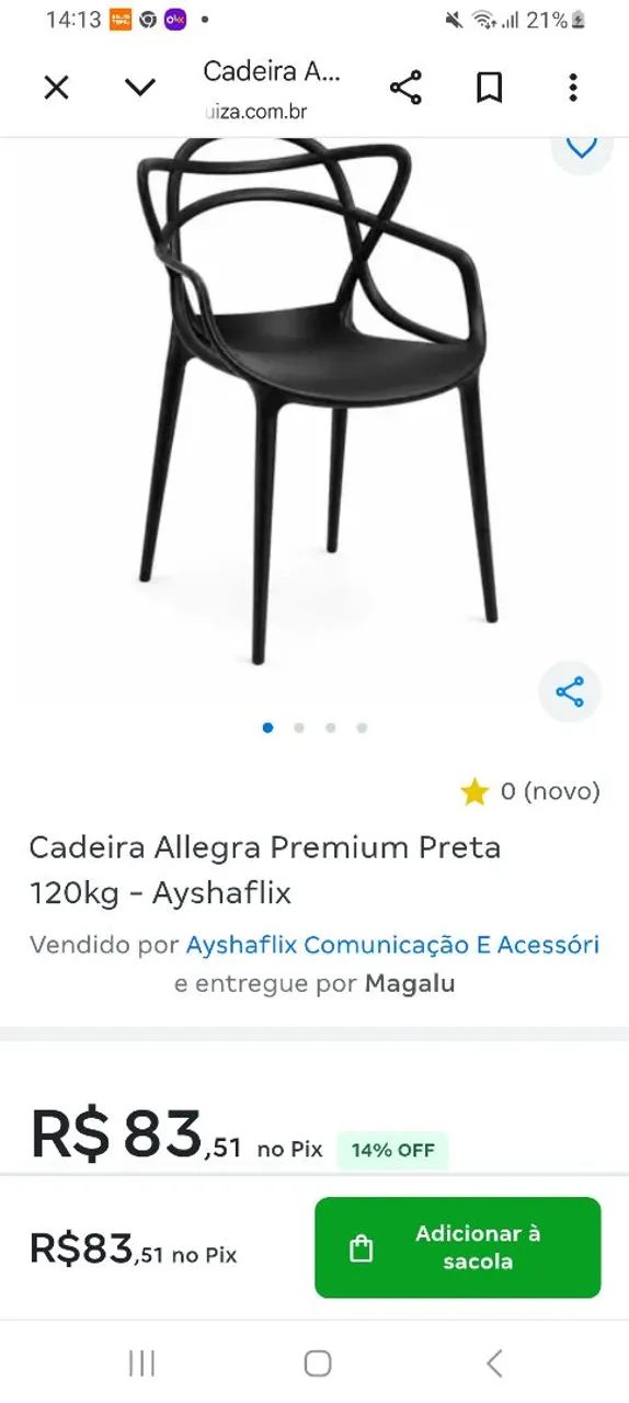 Cadeira alegra preta - Foto 2